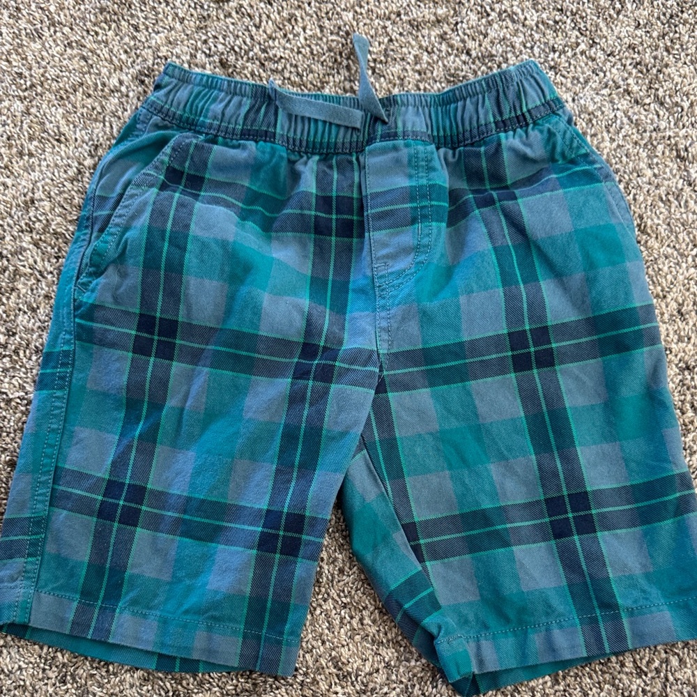 Tea Collection Blue Plaid Kids Shorts size 7 VGUC